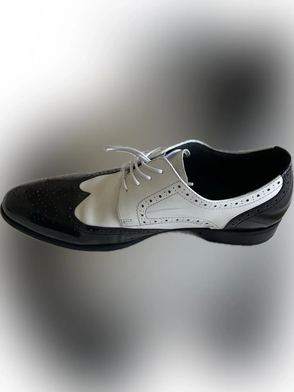 Two-Tone Black and White Wingtip Dress Shoes